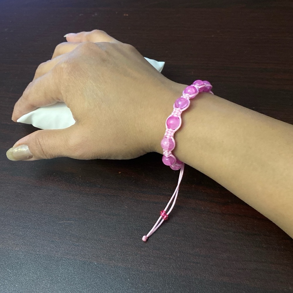 friendship Pink Beaded Adjustable Bracelet